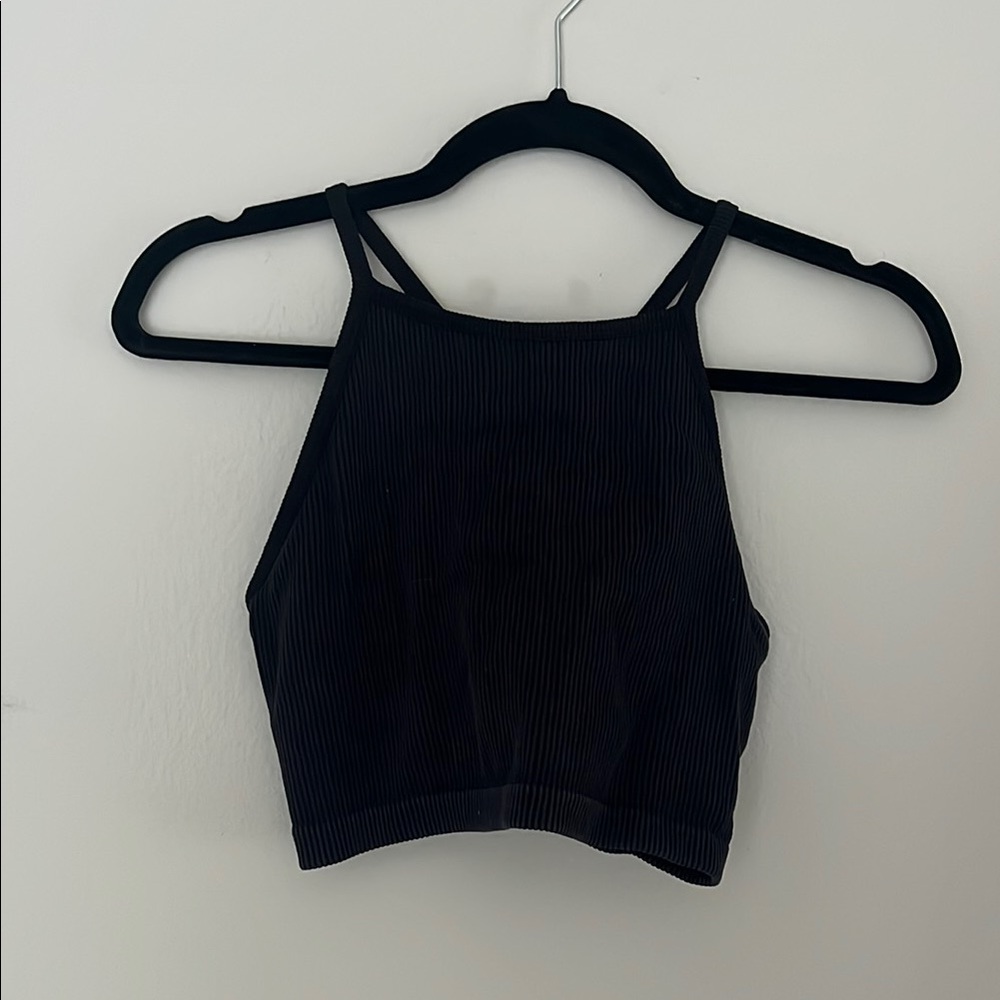 Black Ribbed Women's Top
